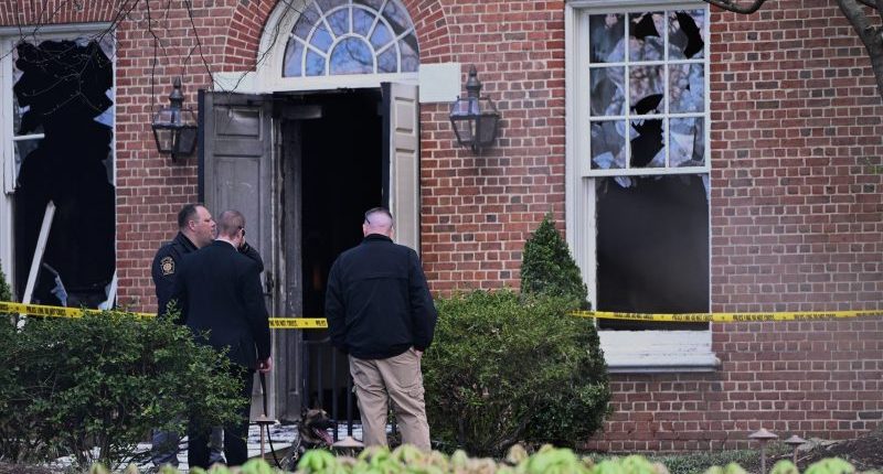 Police say a person is in custody after a suspected arson fire at Pennsylvania governor's mansion