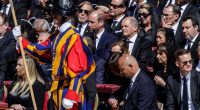 Prince William, Federal Chancellor Olaf Scholz, and other international dignitaries at Pope Francis' funeral.