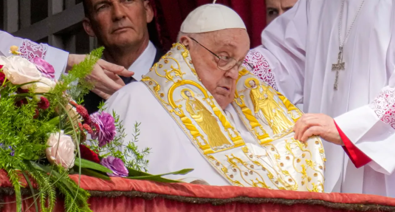 Pope Francis in papal vestments.