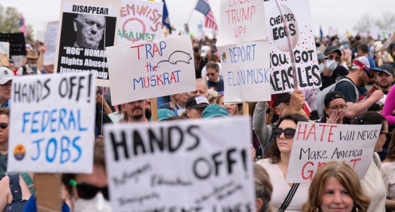 Protesters tee off against Trump and Musk in 'Hands Off!' rallies across the US