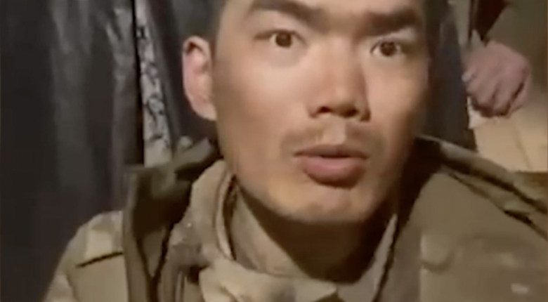 Screengrab of a Chinese soldier captured in Ukraine.