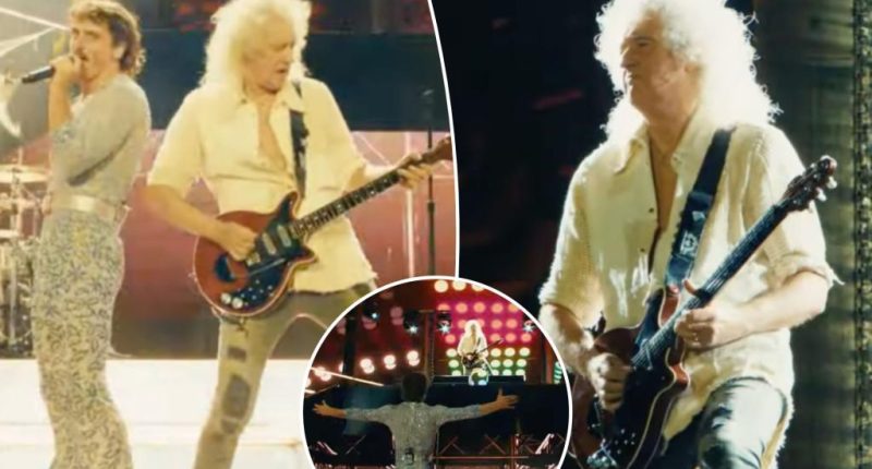 Queen's Brian May performs 'Bohemian Rhapsody' during Benson Boone set on Main Stage