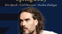 Russell Brand speaking at New College of Florida's Socratic Stage, Spring 2025.