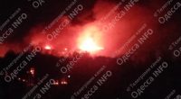 Fire and explosions in Odesa during a Russian attack.