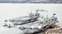 HMS Prince of Wales and HMS Queen Elizabeth aircraft carriers in Portsmouth.