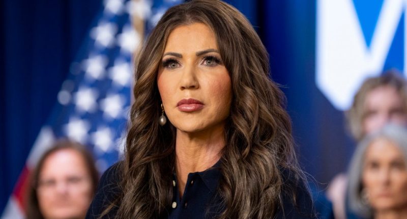 Kristi Noem at a press conference announcing the re-launch of the VOICE office.