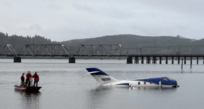 Small airplane skids off runway into bay during botched landing at Oregon airport