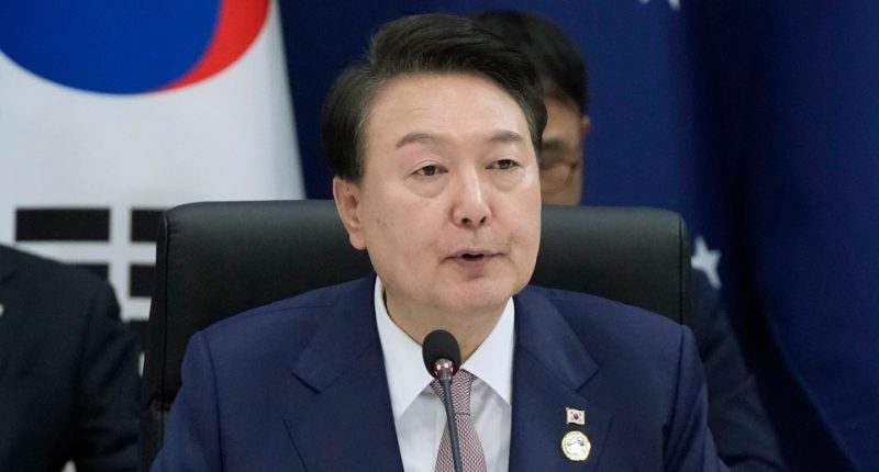 South Korean President Yoon Suk Yeol speaking at a summit.