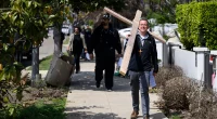 Southern California community members return for first time to site where church burned down ahead of Easter