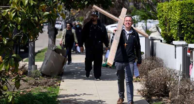 Southern California community members return for first time to site where church burned down ahead of Easter