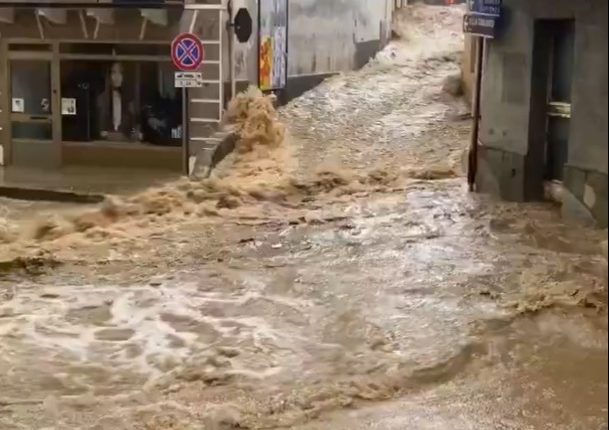 Flooded street in Italy.
