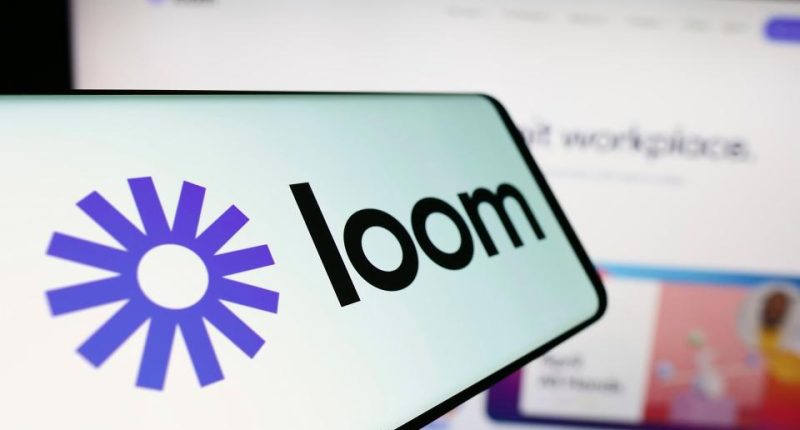 Smartphone displaying the Loom video communication software logo.