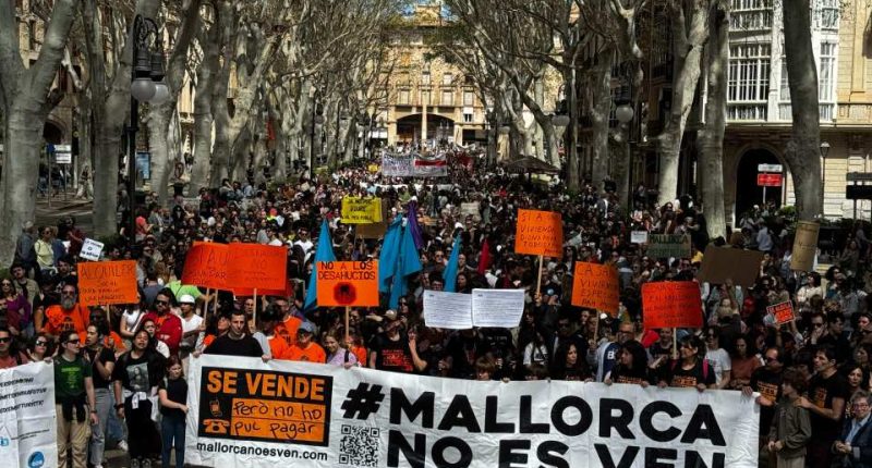 Protestors in Palma, Majorca, demonstrating against the housing crisis.