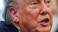 Close-up of Donald Trump speaking.