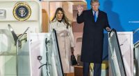President Trump and Melania Trump disembarking Air Force One.
