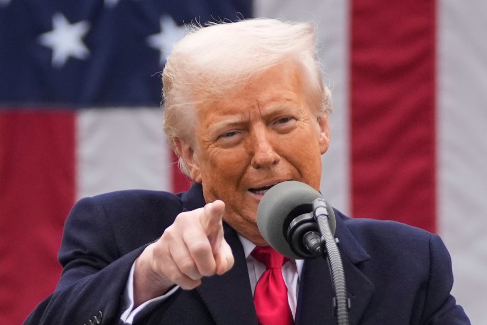 President Trump speaking at an event, pointing.
