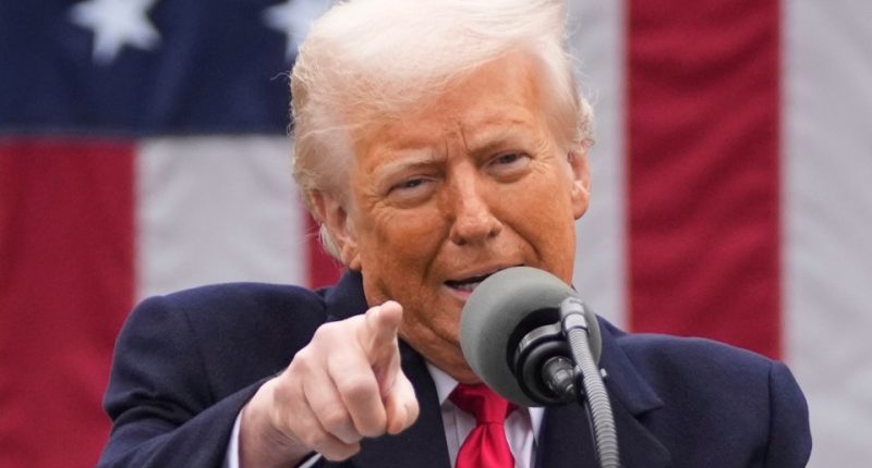 President Trump speaking at an event, pointing.