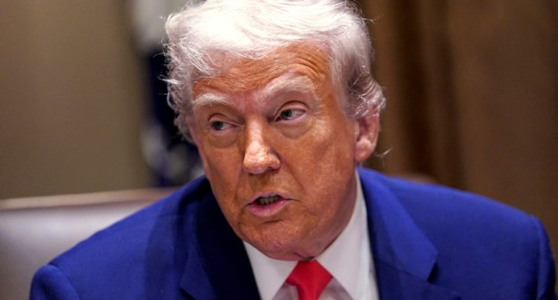 President Donald Trump speaking at a cabinet meeting.