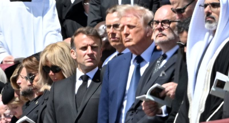 Trump's handshake snubbed by French President at Pope Francis' funeral
