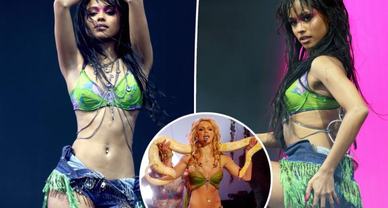 Tyla pays homage to Britney Spears' iconic 2001 VMAs 'I'm a Slave 4 U' look for Coachella 2025 performance
