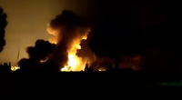 Large explosion at night.