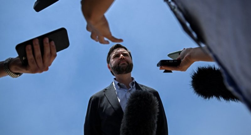 U.S. Vice President JD Vance speaking to the media.