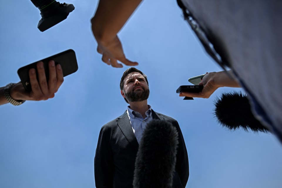 U.S. Vice President JD Vance speaking to the media.