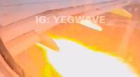 Airplane wingtip fire.