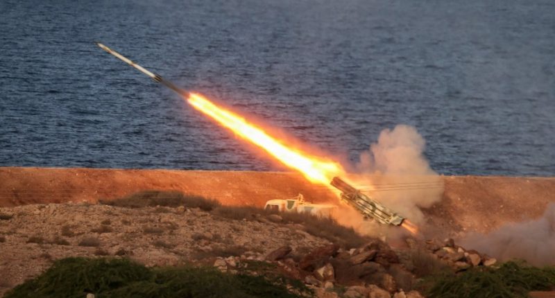 Missile launch during military exercises.