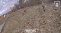 First-person drone footage of Ukrainian forces targeting Russian troops.