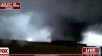 Powerful tornado in northeastern Arkansas.