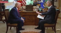 Donald Trump being interviewed.