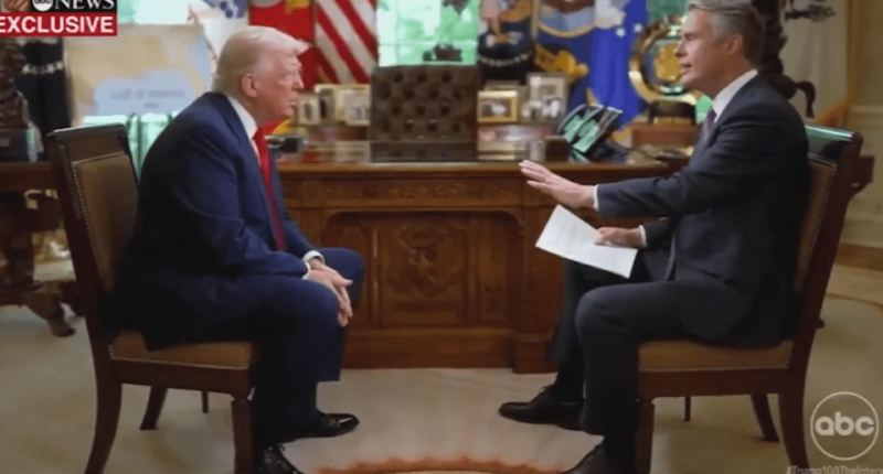 Donald Trump being interviewed.