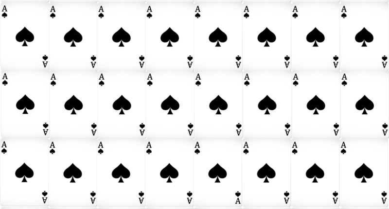 Grid of ace of spades playing cards with one imposter card.