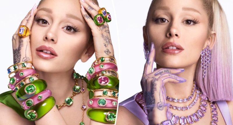 Ariana Grande glitters in very ‘Wicked’ pink and green baubles for new Swarovski campaign