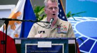 U.S. Indo-Pacific Command Commander Admiral Samuel Paparo delivers his speech during an international military conference organized by the U.S. Indo-Pacific Command on Tuesday, Aug. 27, 2024, in Manila, Philippines. (AP Photo/Aaron Favila)