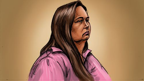 A courtroom sketch of Erin Patterson.