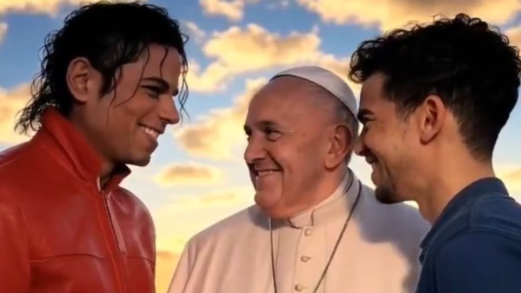 Fury over 'creepy' and 'disrespectful' AI video showing Pope Francis in heaven as he shares hugs with Princess Diana, Muhammad Ali, Amy Winehouse and the Queen