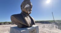 Giant bust of Elon Musk's head vandalized near Starbase in Texas