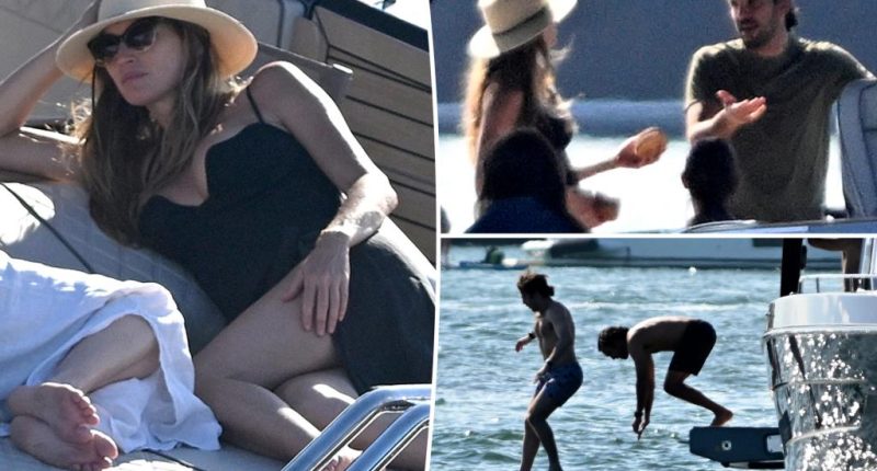 Gisele Bündchen brings the heat in low-cut swimsuit for yacht day with boyfriend Joaquim Valente in Miami