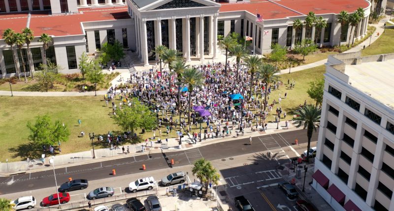 'Hands Off!' protests take place in Jacksonville against Trump, Musk reforms
