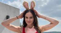 Holly Ramsay sizzles in red swimsuit and bunny ears for Easter Sunday