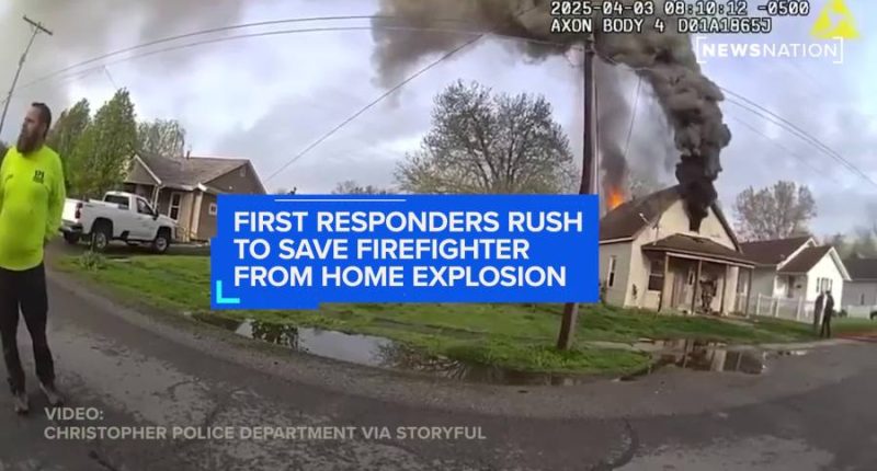 Illinois first responders rescue firefighter after home explosion