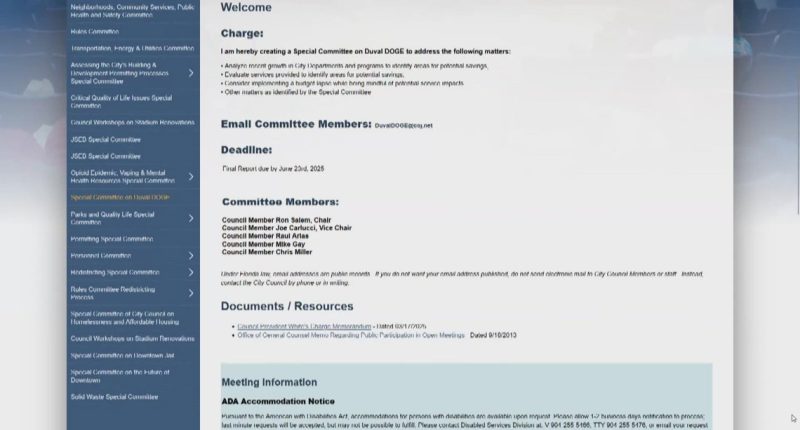Jacksonville launches webpage for Duval DOGE special committee
