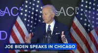 Joe Biden in Chicago today: Former president says Donald Trump has 'taken a hatchet' to Social Security in speech at Sofitel Hotel