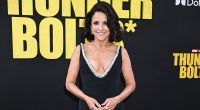 Julia Louis-Dreyfus, 64, flashes chest in very low-cut gown
