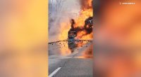 Massive Jasper County hazmat truck fire shuts down part of I-65: Indiana State Police | Video