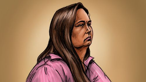 A courtroom sketch of Erin Patterson.