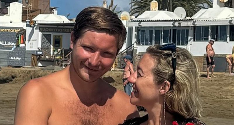 Pregnant Kelsey Parker cradles her baby bump as she enjoys the sun in a red bikini during babymoon break with boyfriend Will Lindsay - three years after husband Tom Parker's death