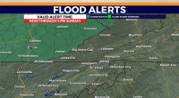 Rainy Sunday with a few t-storms, flash flooding possible through early Monday